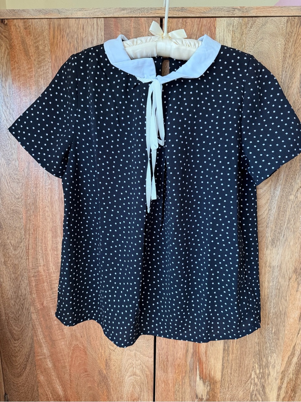 Sweewë Black & White Polka Square Tie-Neck Blouse